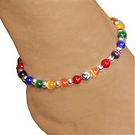 LGBT  pride rainbow anklet with pewter awareness ribbon