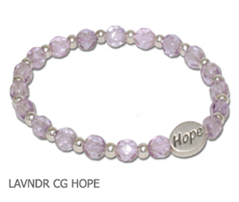 Epilepsy Awareness bracelet with faceted lavender beads and sterling silver Hope bead