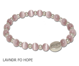 Epilepsy Awareness bracelet with round lavender beads and sterling silver Hope bead