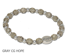 Diabetes Awareness bracelet with faceted gray Czech glass beads and sterling silver Hope bead