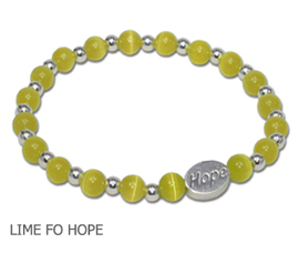 Lyme Disease awareness bracelet with round lime beads and sterling silver Hope bead