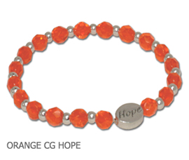 Multiple Sclerosis Awareness bracelet faceted orange beads and sterling silver Hope bead