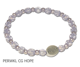 Stomach Cancer Awareness bracelet with periwinkle beads and sterling silver Hope bead