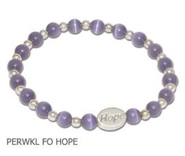 Esophageal Cancer Awareness bracelet with periwinkle beads and sterling silver Hope bead