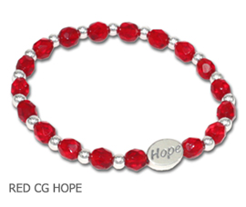 AIDS Awareness bracelet with Red Czech glass and sterling silver Hope bead