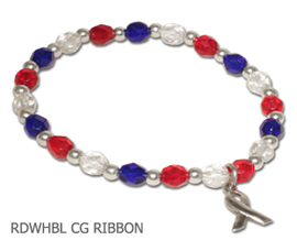 Troop Support Awareness bracelet with sterling silver awareness ribbon