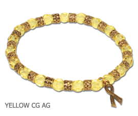 Bladder Cancer Awareness bracelet with faceted yellow beads and antique gold Awareness ribbon