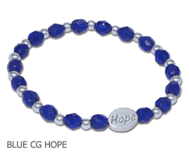 Colon/Rectal Cancer awareness bracelet with blue Czech glas beads sterling silver Hope bead