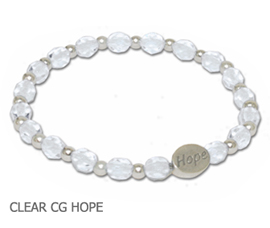 Bone Disease Awareness bracelet faceted clear beads and sterling silver Hope bead