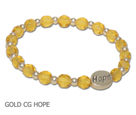 Childhood Cancer awareness bracelet with faceted amber glass beads sterling silver Hope bead